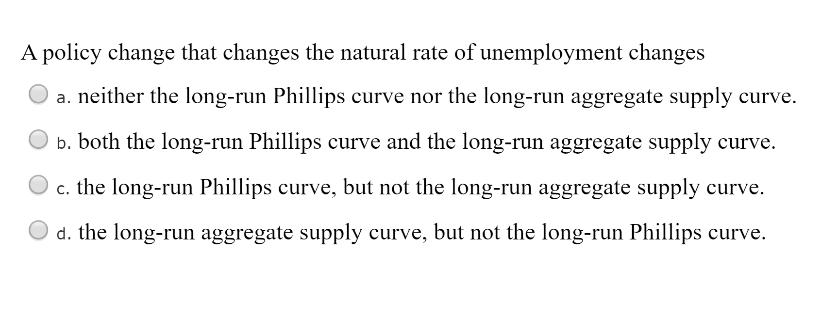 a policy change that changes the natural rate of unemployment changes
