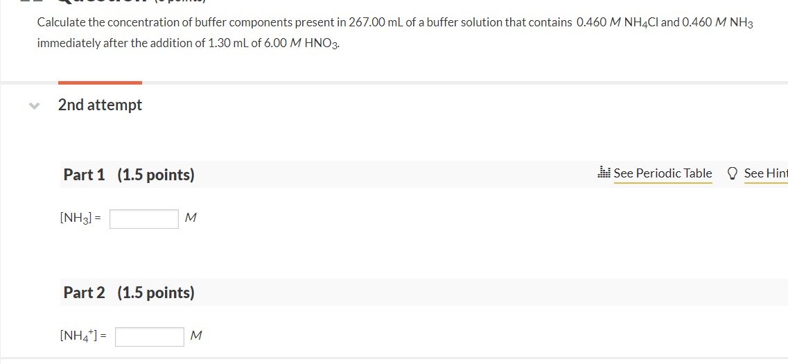 Calculate the concentration of buffer components | Chegg.com