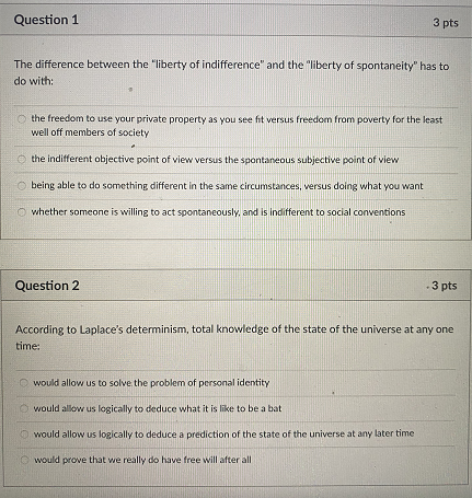 Solved Question 1 3 pts The difference between the "liberty | Chegg.com