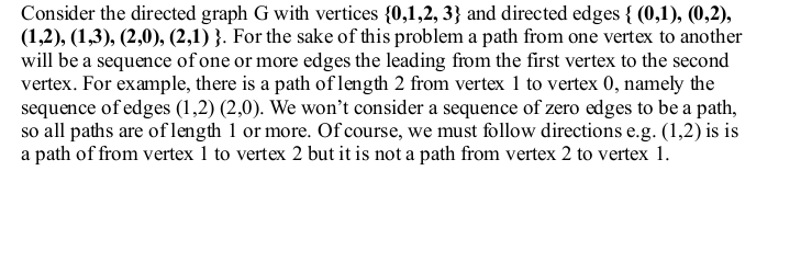 Solved Consider the directed graph G with vertices {0,1,2, | Chegg.com