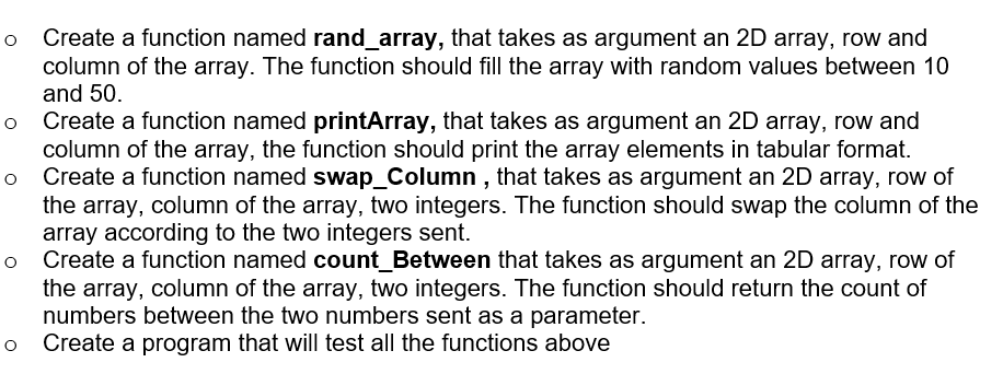 Solved Create a function named rand_array, that takes as | Chegg.com