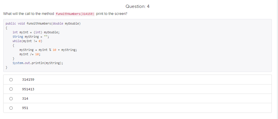 Solved Question: 2 What would the method call | Chegg.com