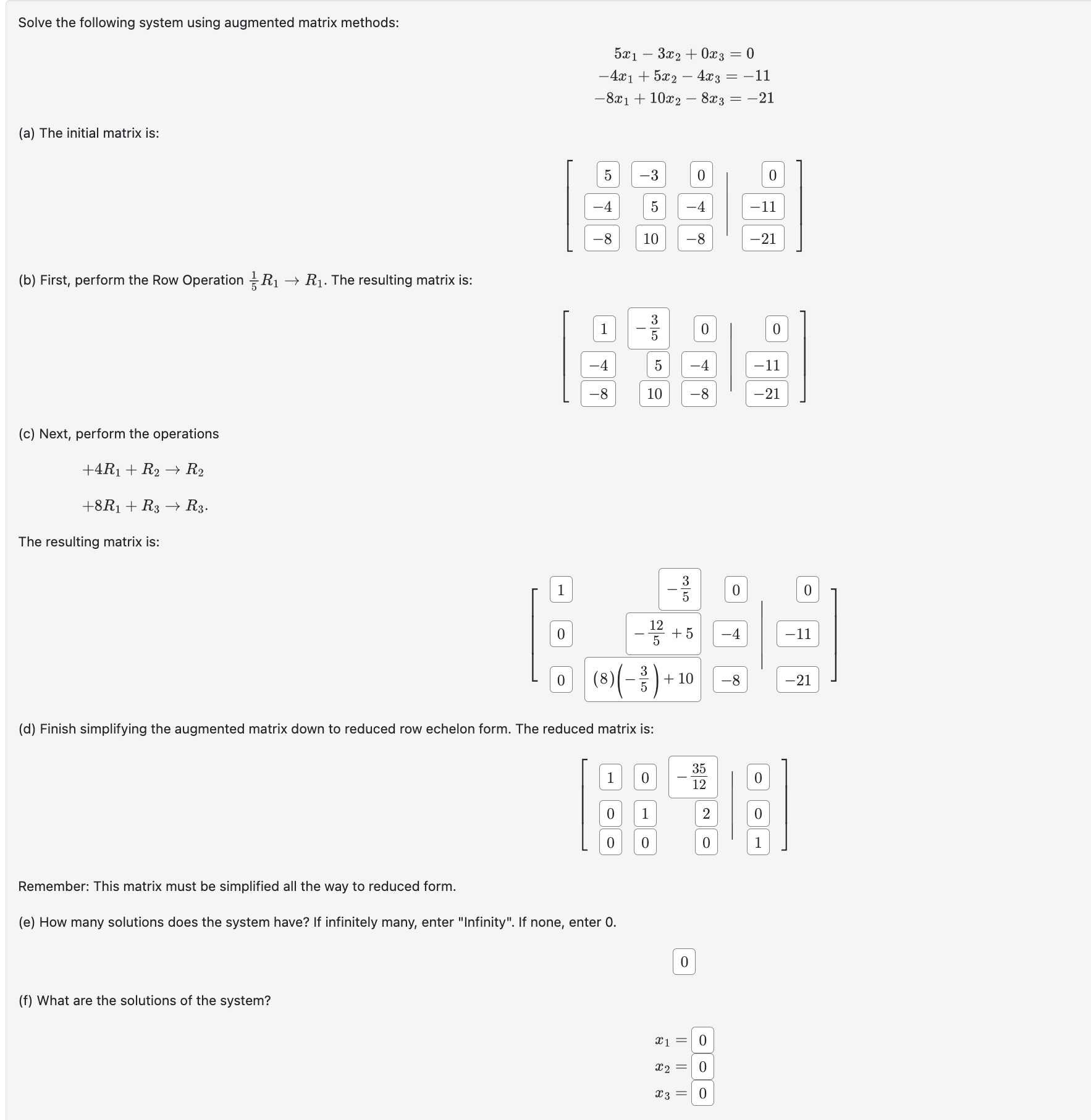 Solved Solve the following system using augmented matrix | Chegg.com