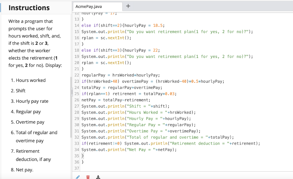 Solved Programming Exercise 5-6 m Instructions AcmePay.java | Chegg.com