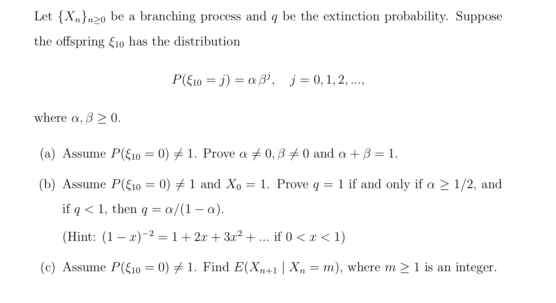 Solved Let N O Be A Branching Process And Q Be The Chegg Com