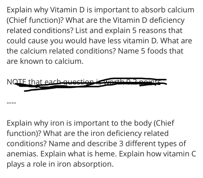 Solved Explain why Vitamin D is important to absorb calcium