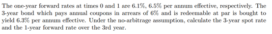 The one-year forward rates at times 0 and 1 are 6.1%, | Chegg.com
