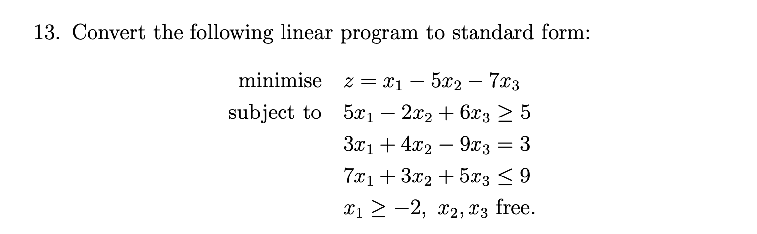 13-convert-the-following-linear-program-to-standard-chegg