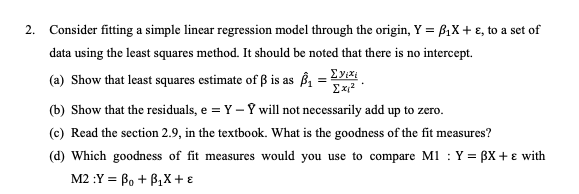 Solved Consider fitting a simple linear regression model | Chegg.com