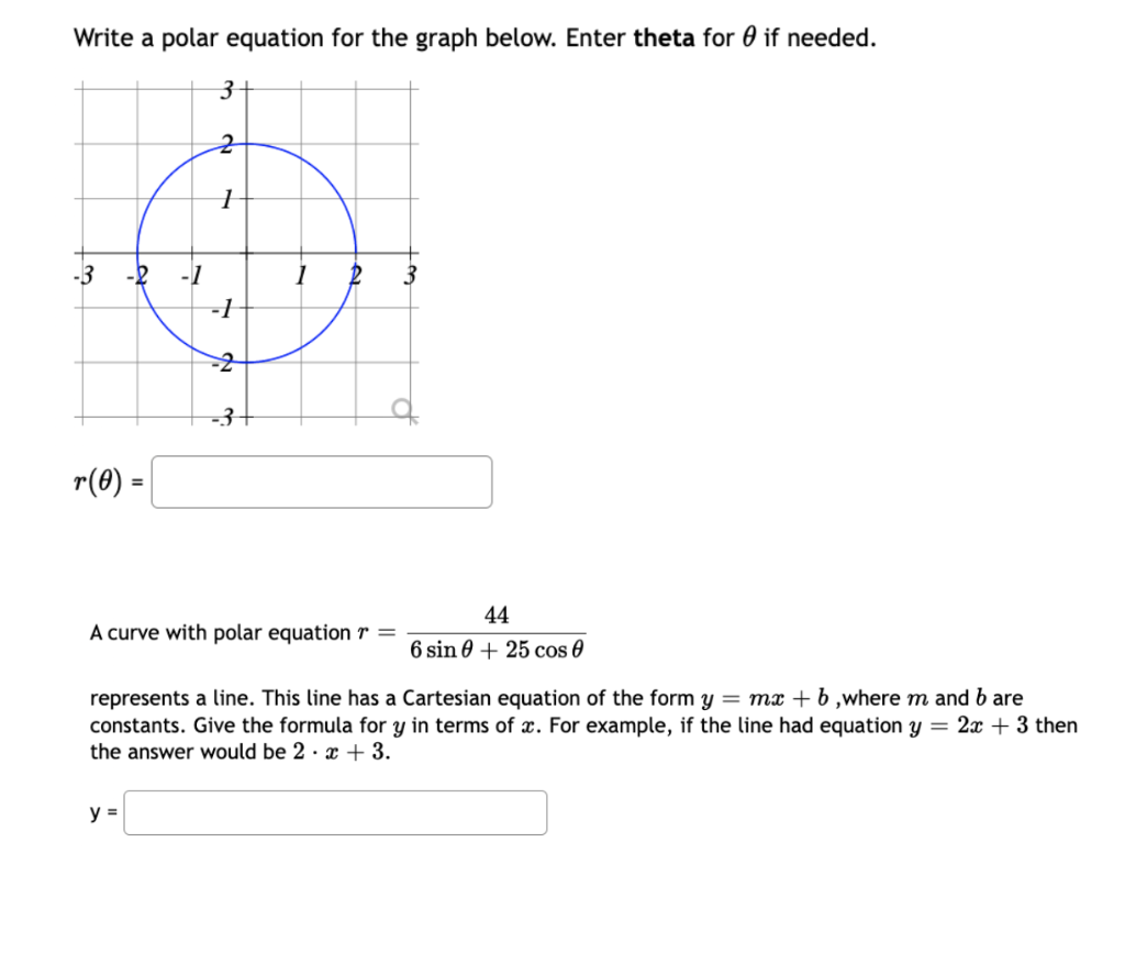 Solved Write a polar equation for the graph below. Enter | Chegg.com