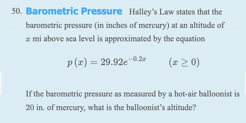 Atmospheric pressure p measured 2025 in inches of hg