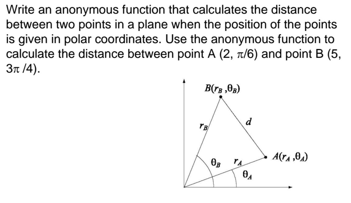 Solved Write an anonymous function that calculates the | Chegg.com