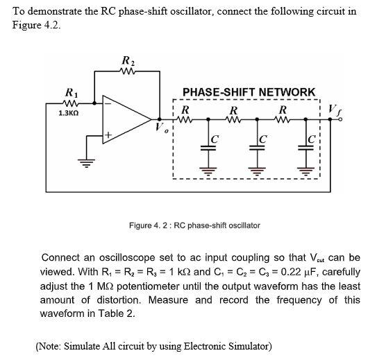 Solved To Demonstrate The Rc Phase Shift Oscillator Connect