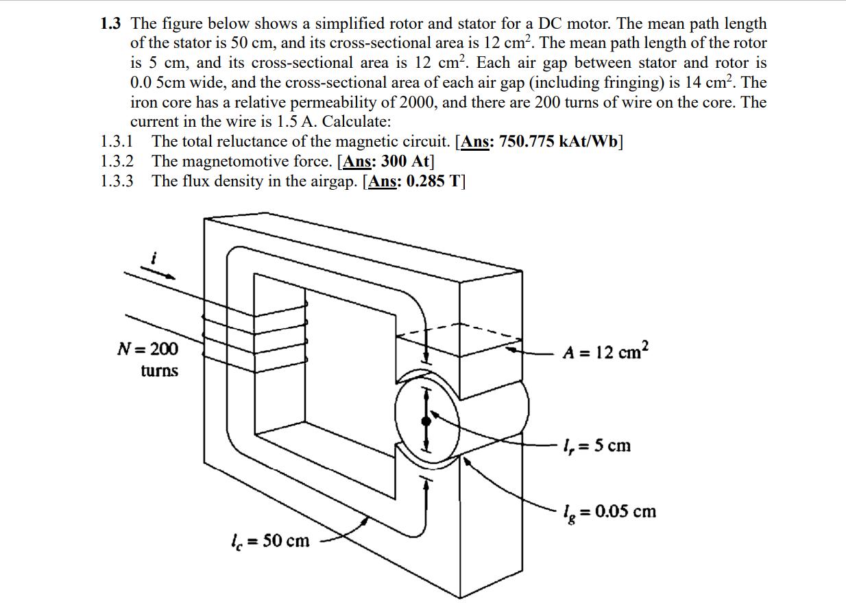 Solved 1.3 The figure below shows a simplified rotor and
