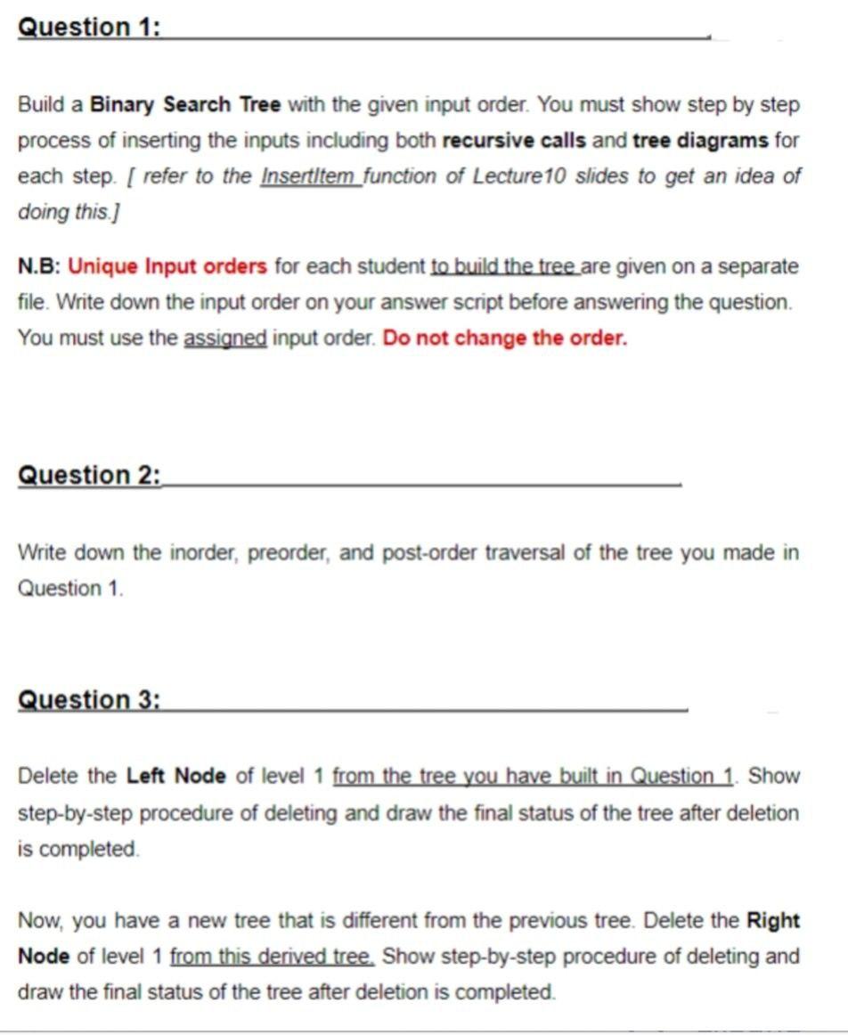Solved input orders : 8,1,9,4,2,3,5,6,7 please solve this in | Chegg.com