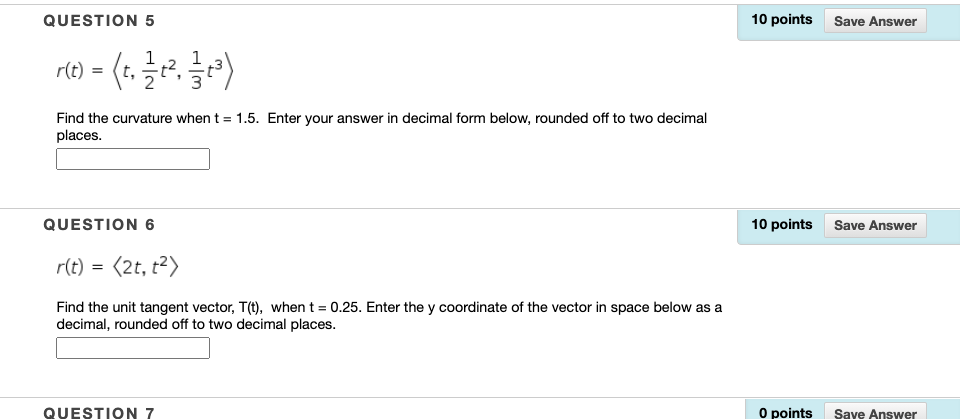 Solved QUESTION 5 10 points Save Answer r(t) = (t, 242, 542) | Chegg.com
