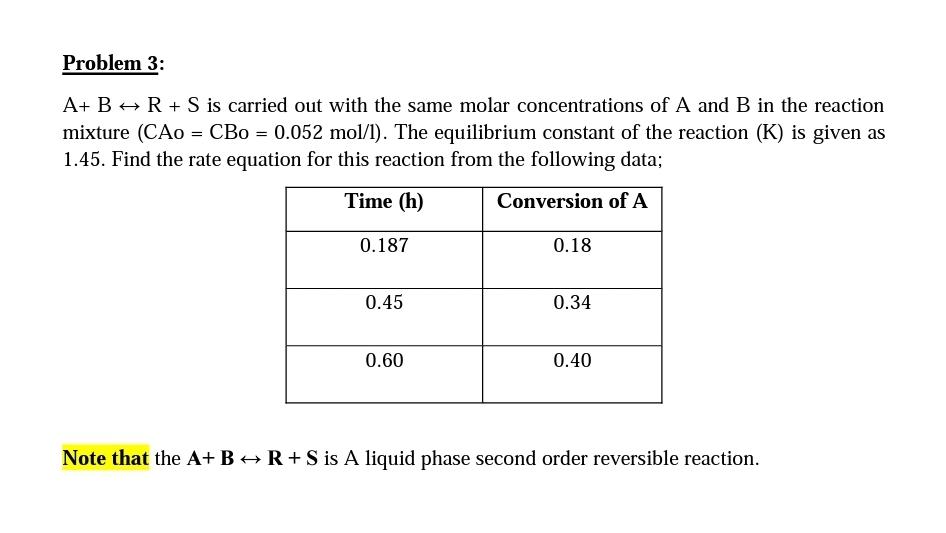 Solved Problem 3: A+ B H R + S Is Carried Out With The Same | Chegg.com