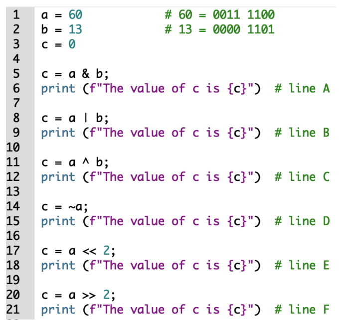 Solved What will be printed from line A-F for the following | Chegg.com