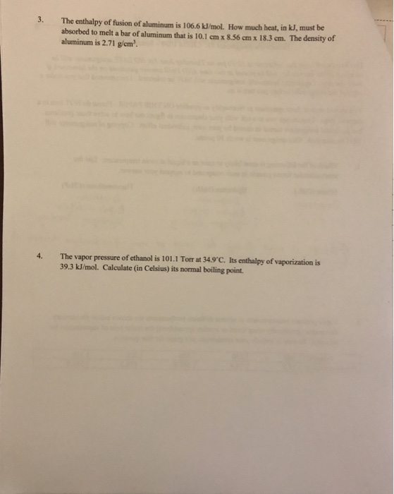 Solved The Enthalpy Of Fusion Of Aluminum Is 106 6 KJ mol Chegg