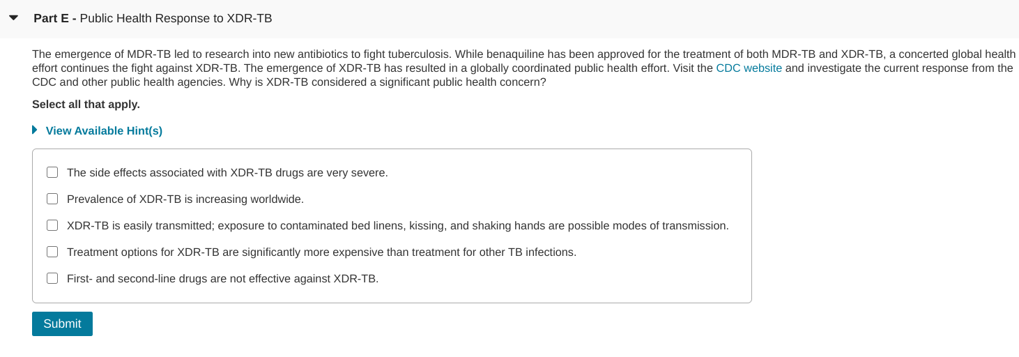 Solved Part C - Role of Cord Factor in Tuberculosis | Chegg.com