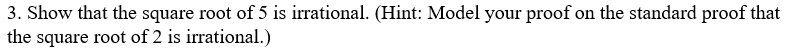 is the square root of negative 5 irrational