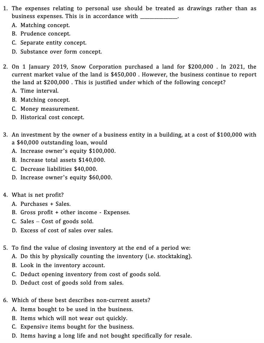 1 The Expenses Relating To Personal Use Should Be Chegg Com
