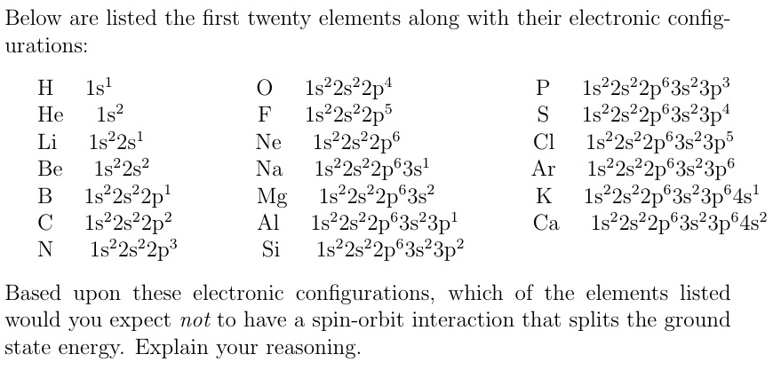 Solved Below are listed the first twenty elements along with | Chegg.com