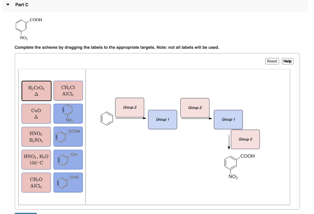 Solved Part C COOH NO Complete the scheme by dragging the | Chegg.com