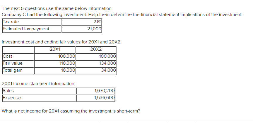 Solved The next 5 questions use the same below information. | Chegg.com