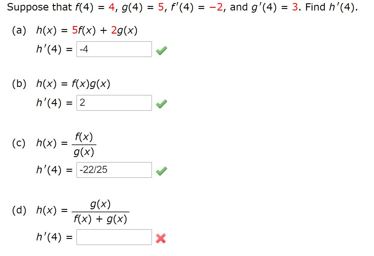 Solved Suppose That F 4 4 G 4 5 F 4 2 And G Chegg Com