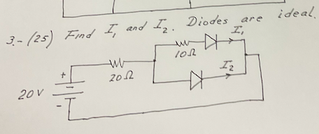 Solved LI,Iand I2. Diodes are ideal. | Chegg.com