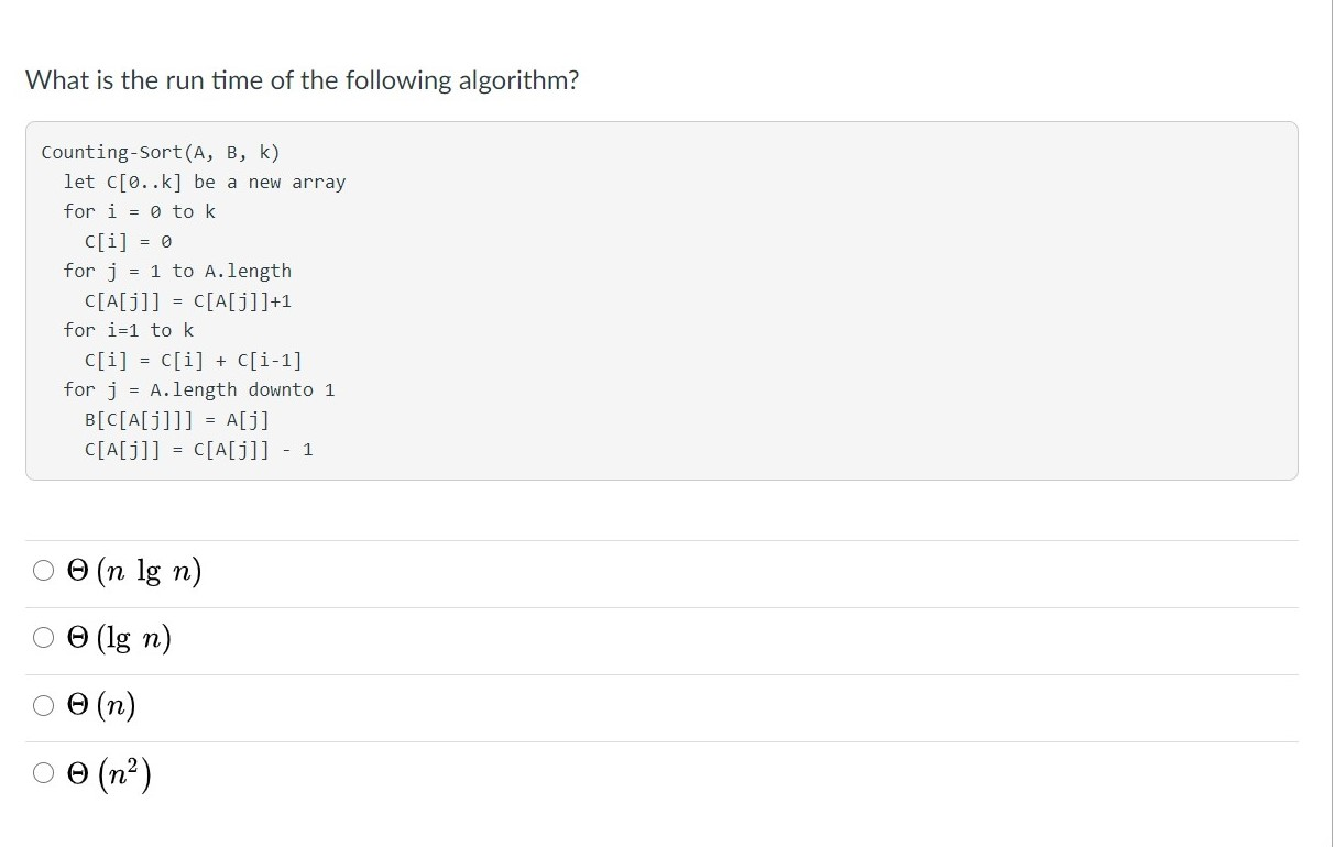 Solved When the counting-sort algorithm in the previous | Chegg.com