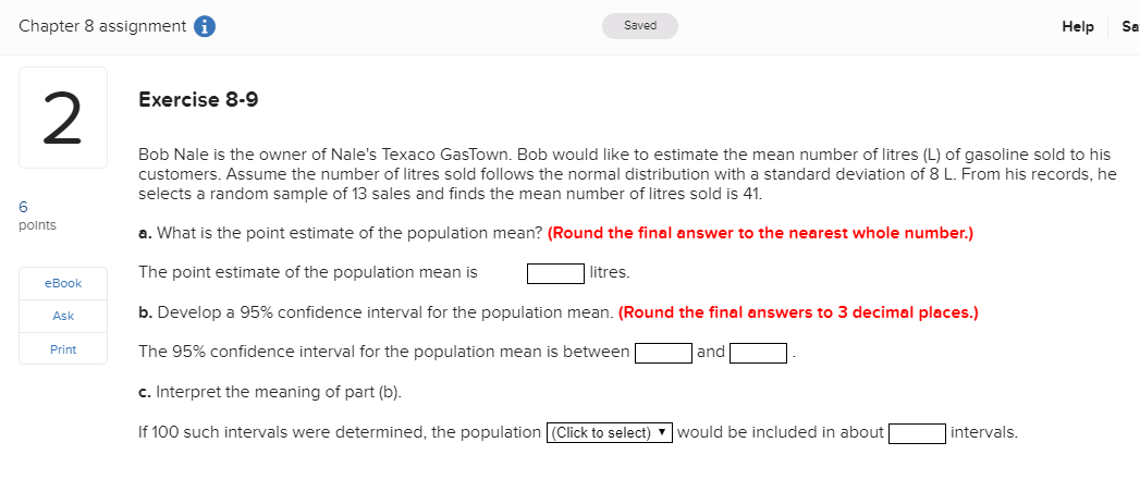 Solved Chapter 8 assignment Saved Help Sa Exercise 8-9 Bob | Chegg.com