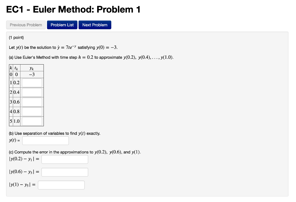 Solved (1 Point) Let 𝑦(𝑡)y(t) Be The Solution To | Chegg.com