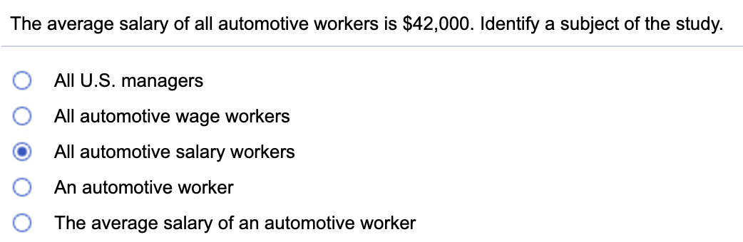 Solved The average salary of all automotive workers is | Chegg.com
