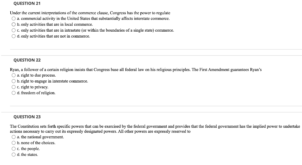 Solved QUESTION 21 Under the current interpretations of the 