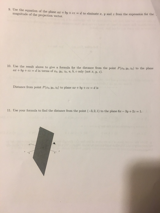 Solved 1 Distance from a point to a plane. In this section | Chegg.com