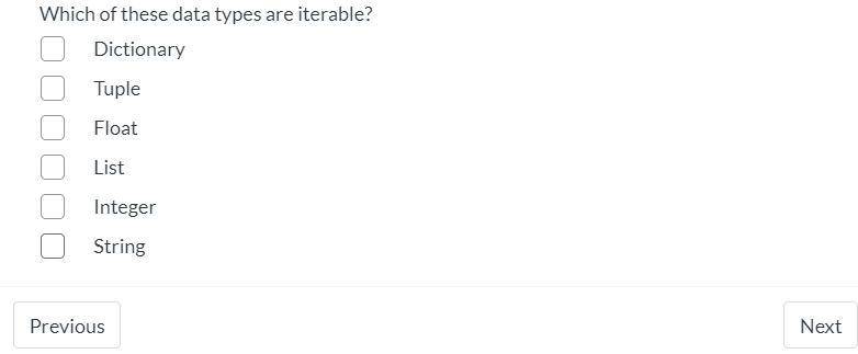 Solved Which of these data types are iterable? Dictionary | Chegg.com