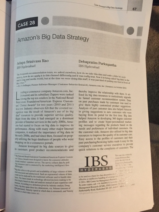 Solved Amazons big data strategy case analysis: | Chegg.com