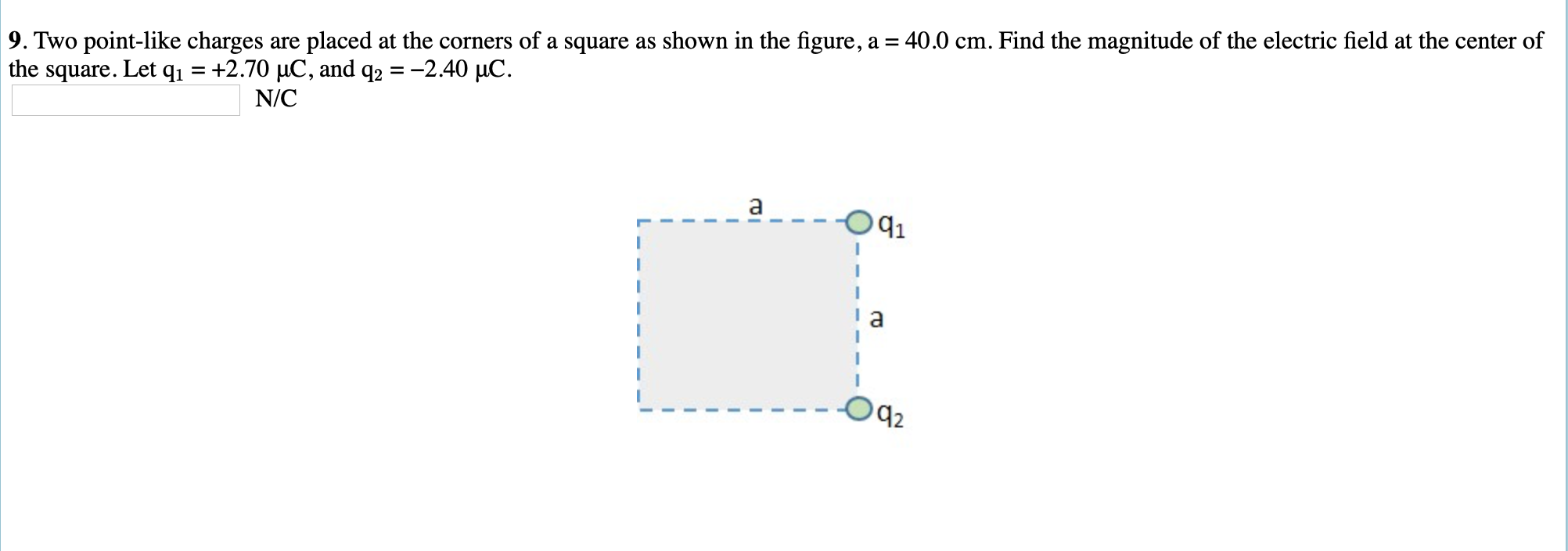 Solved Two point-like charges are placed at the corners of a | Chegg.com
