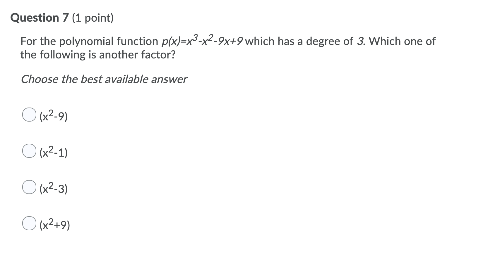 Solved Question 7 (1 Point) For The Polynomial Function | Chegg.com