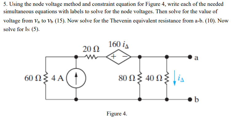 Solved 5. Using the node voltage method and constraint | Chegg.com