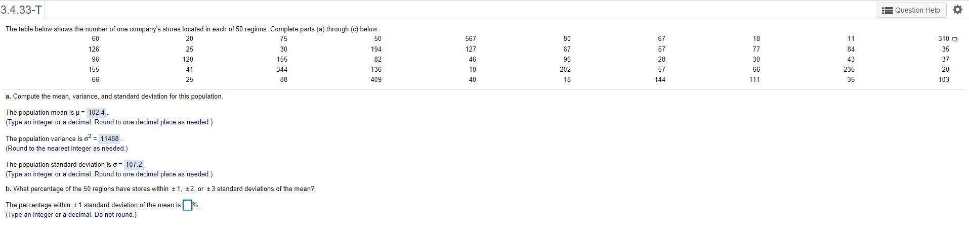 Solved 3.4.33-T Question Help 67 18 11 The table below shows | Chegg.com