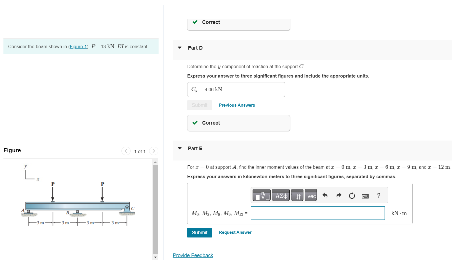 Solved Consider the beam shown in (Figure 1). P=13kN.EI is | Chegg.com