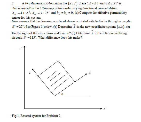 Solved 2. A two-dimensional domain in the (x′,z′)-plane | Chegg.com