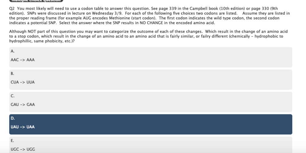 Solved You most likely will need to use a codon table to | Chegg.com