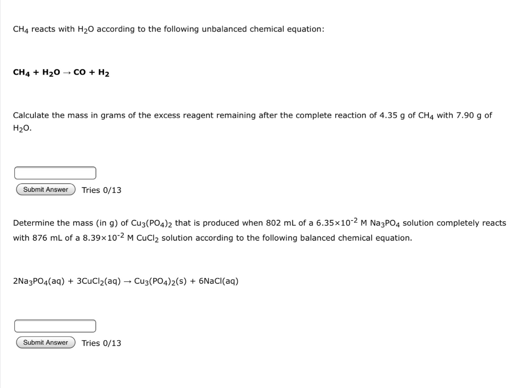Solved CH4 reacts with H20 according to the following | Chegg.com
