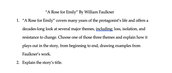 Solved &ldquo;A Rose for Emily&rdquo; By William Faulkner 1. &ldquo;A Rose for 