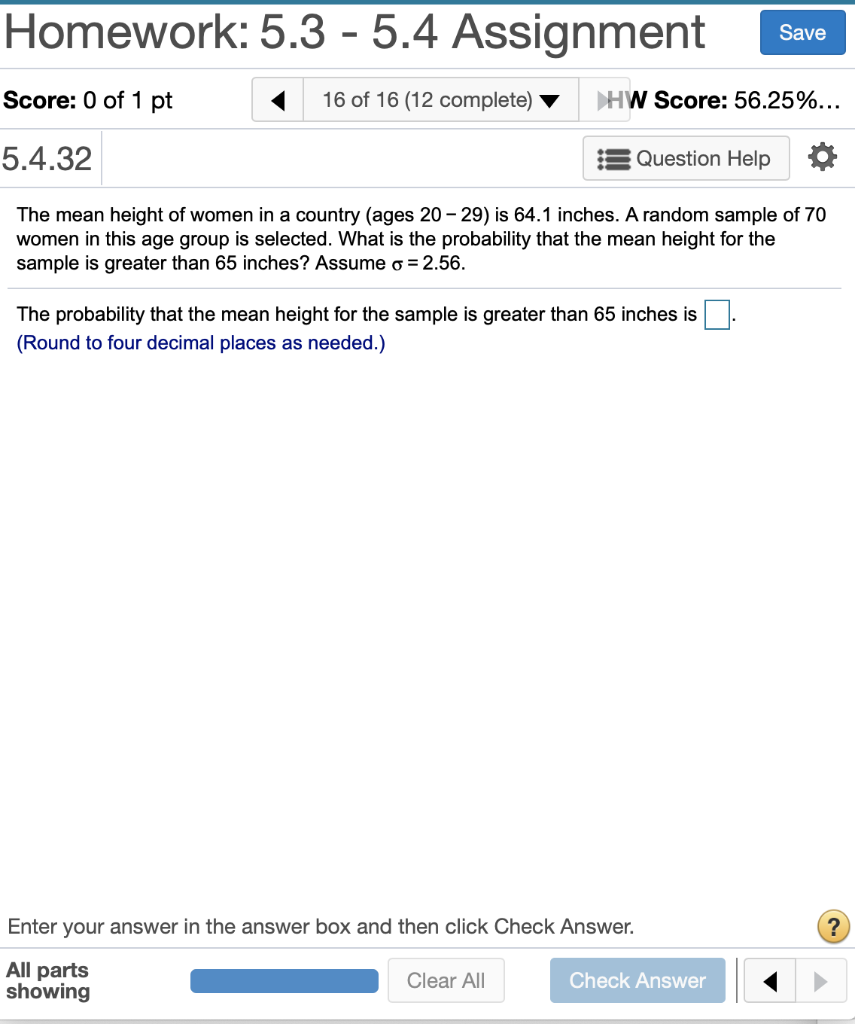 Solved Homework: 5.3 - 5.4 Assignment Save Score: 0 of 1 pt | Chegg.com
