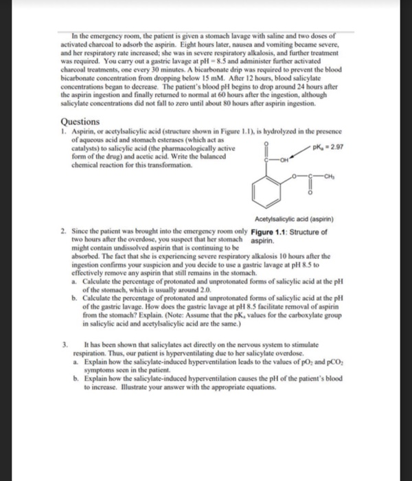 Solved Acute Aspirin Overdose Relationship To The Blood 